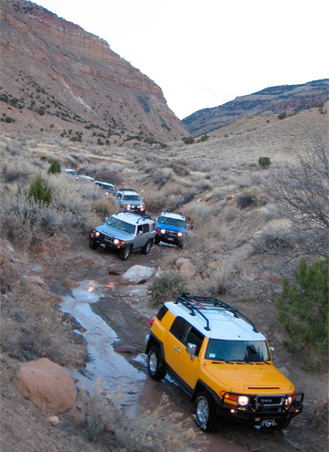 FJ Cruisers in action during the inaugural Trail Teams training in Colorado. Photo by Paul Williamsen